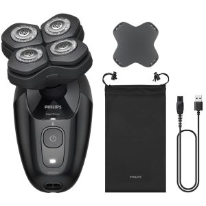 Philips HS5980/28 Head Shaver Pro showing the 4-blade rotary system and ergonomic grip