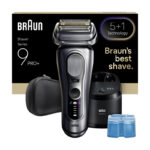Braun 9667cc Series 9 PRO+ electric razor with charging station and travel case