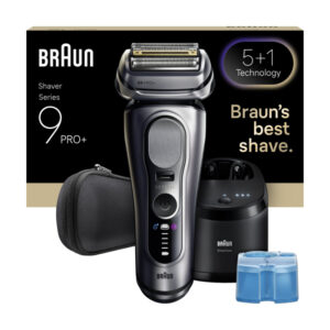 Braun 9667cc Series 9 PRO+ electric razor with charging station and travel case